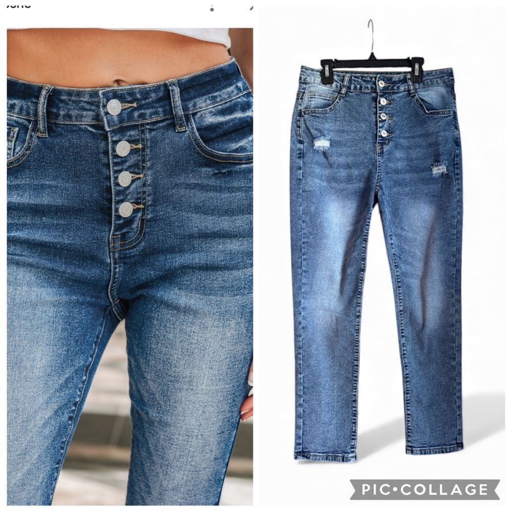Button Fly Med Wash Jeans 6 28